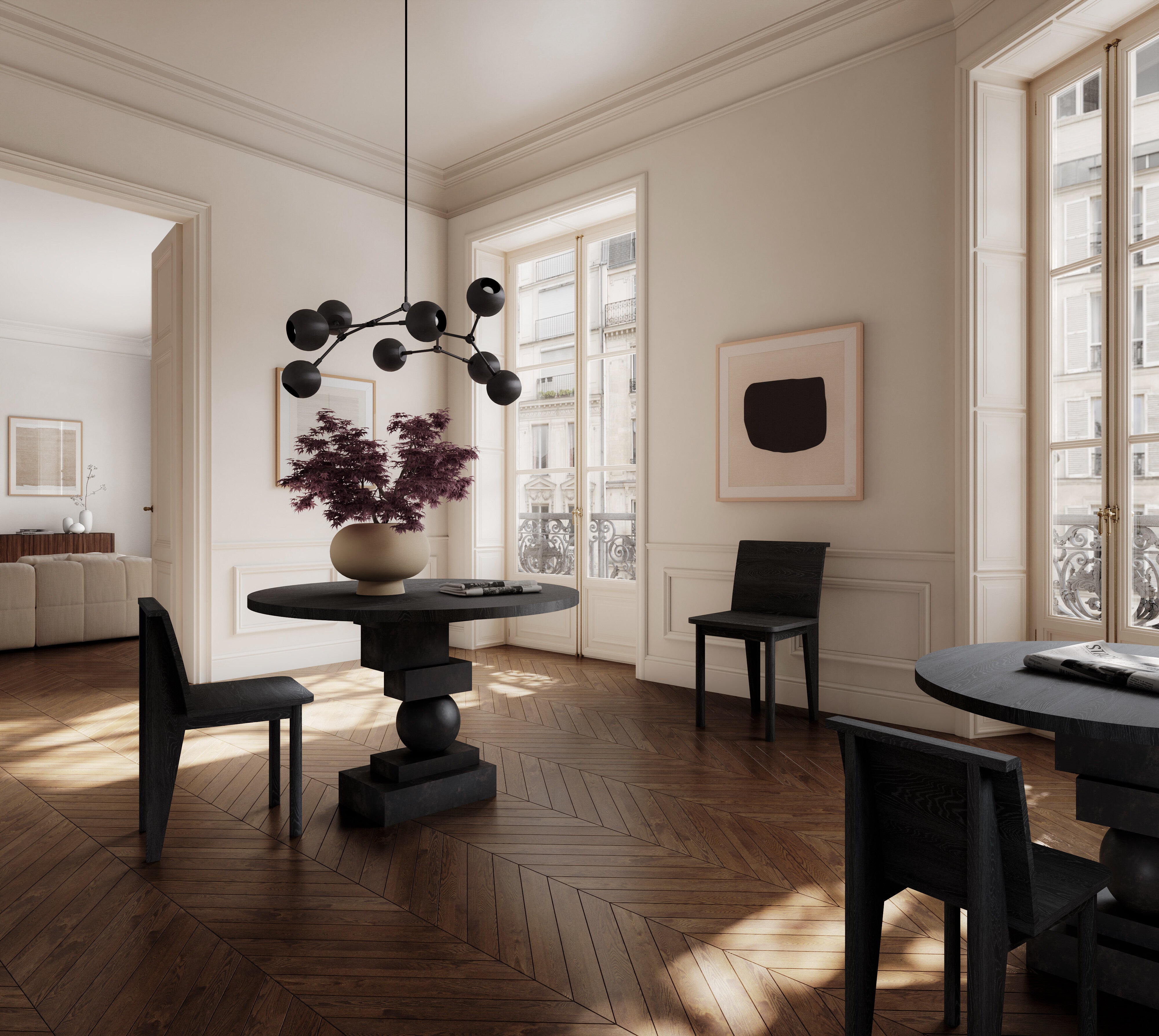 Artist Dining Table, Ø120 - H35mm - Coffee Black Oak