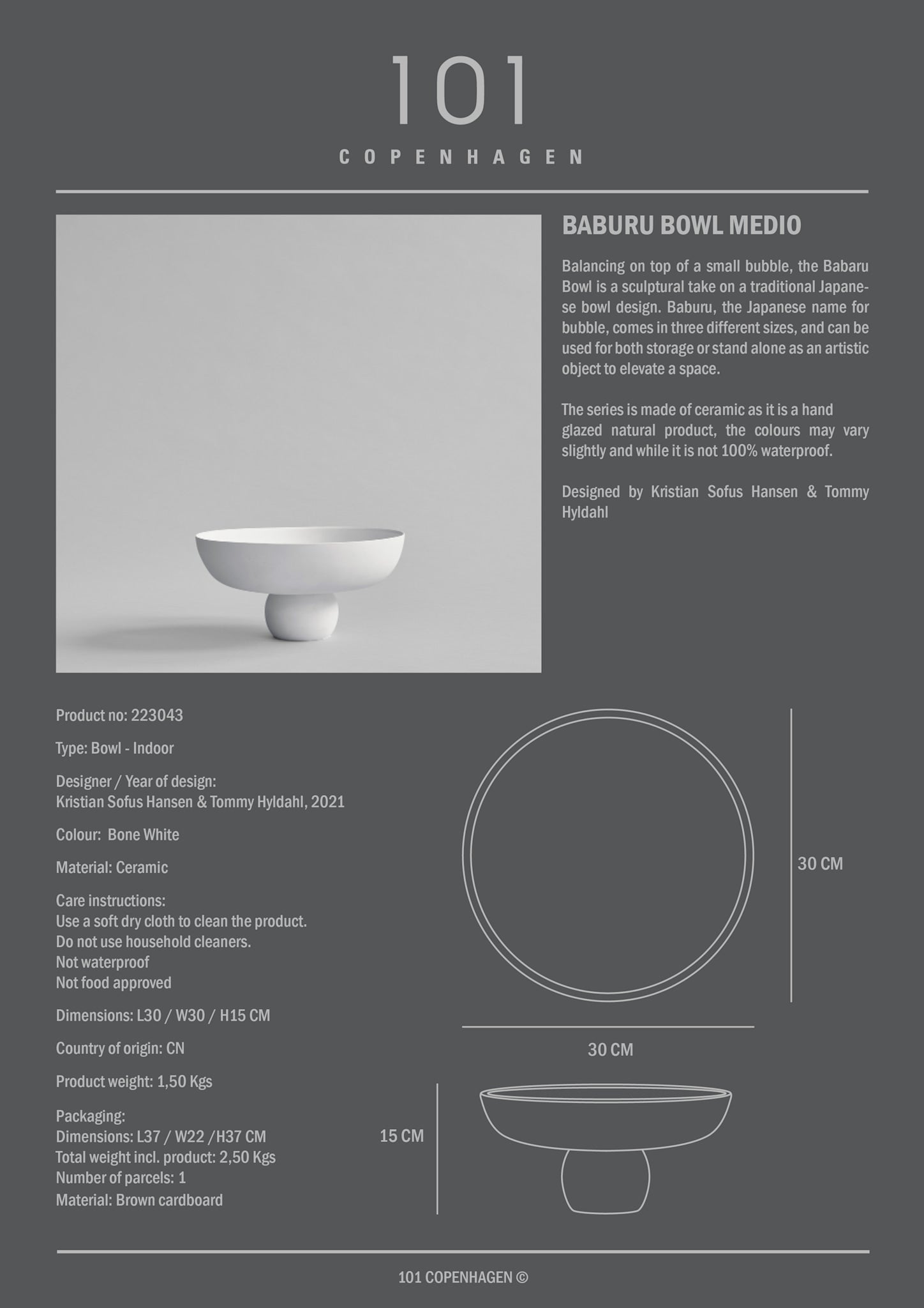 101 Copenhagen - Baburu Bowl, Medio - Bone White - Ceramic bowl