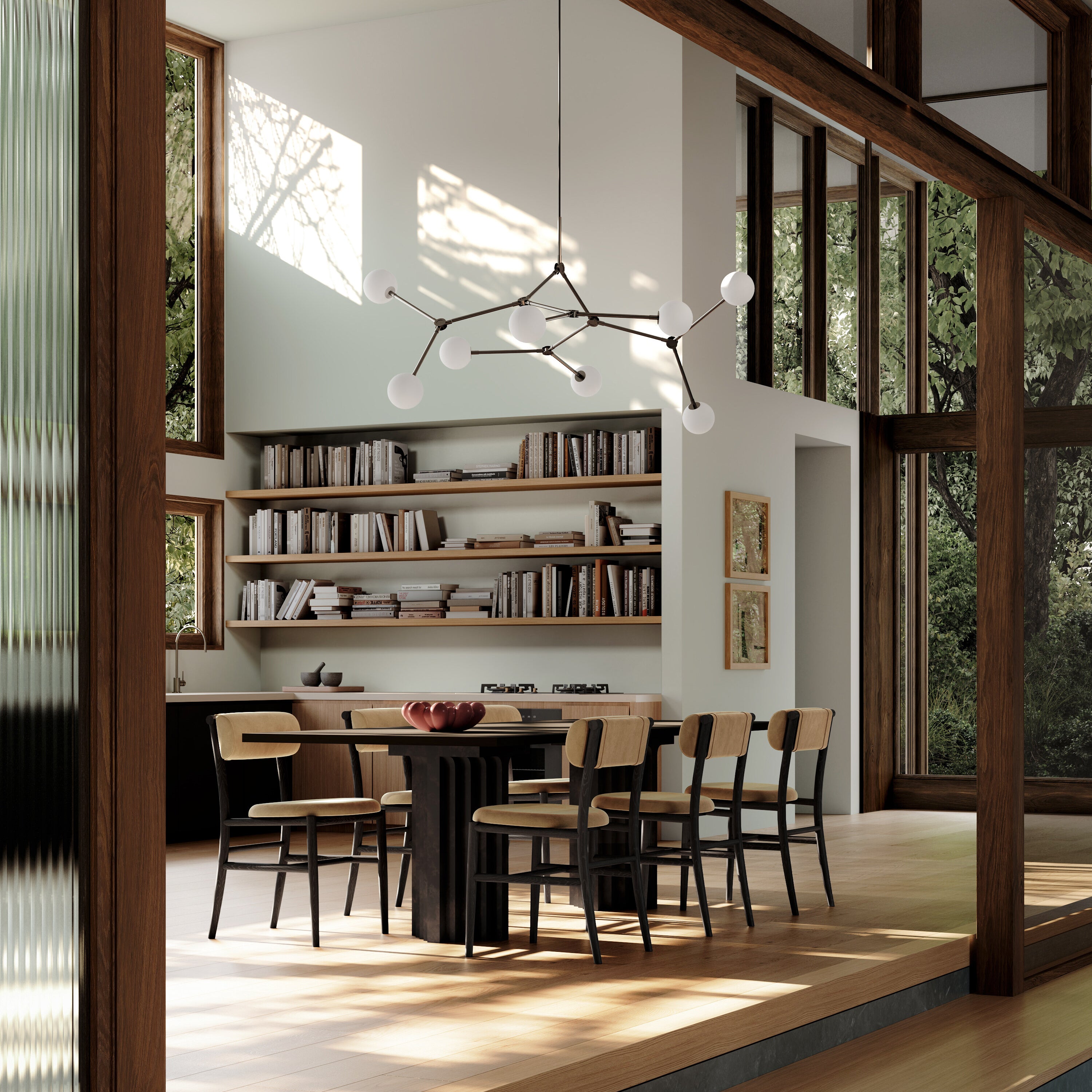 Arc Dining Table, L250 - H35mm - Coffee Black Oak