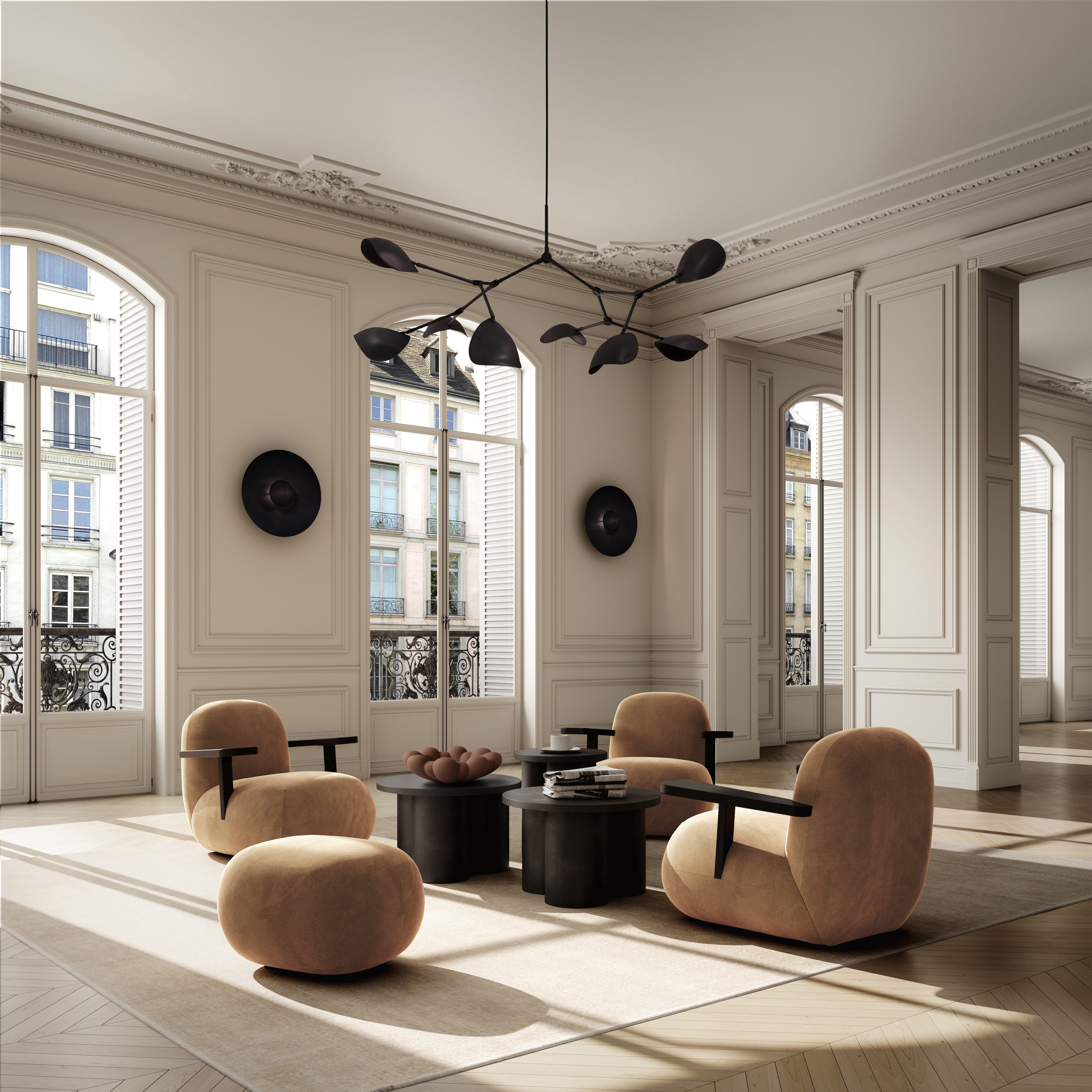 Stingray Chandelier, Grande - Burned Black (5m)
