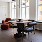 Hiro Dining Chair, Stainless Steel - Aniline Leather Black