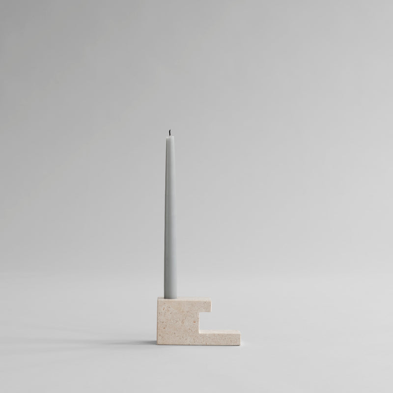 Brick Candle Holder, Low - Limestone