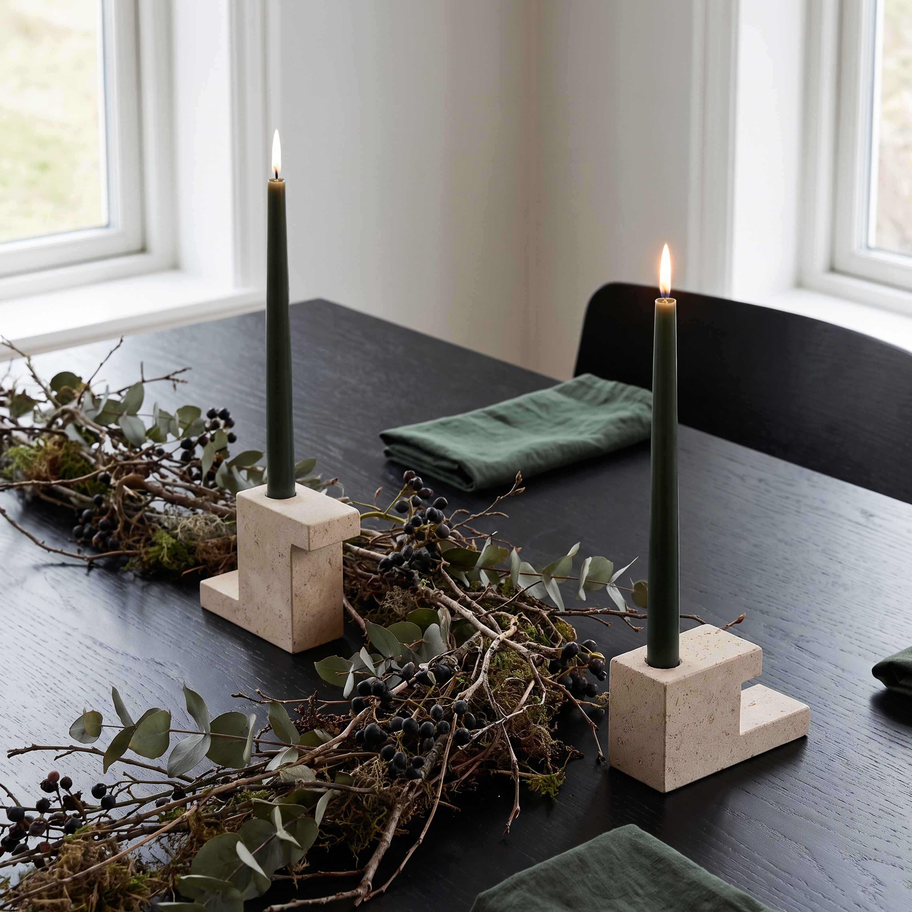 Brick Candle Holder, Tall - Limestone