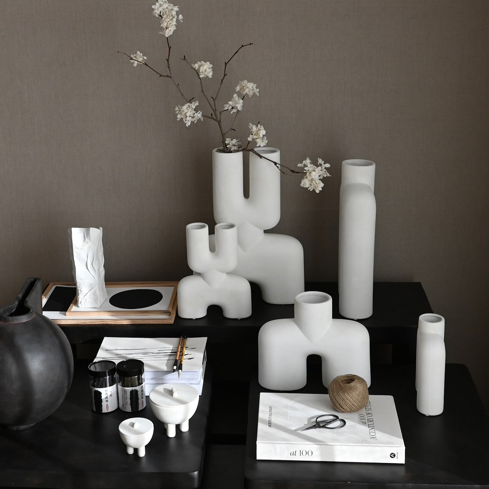 Cobra Vase Double, Mini - Bone White
