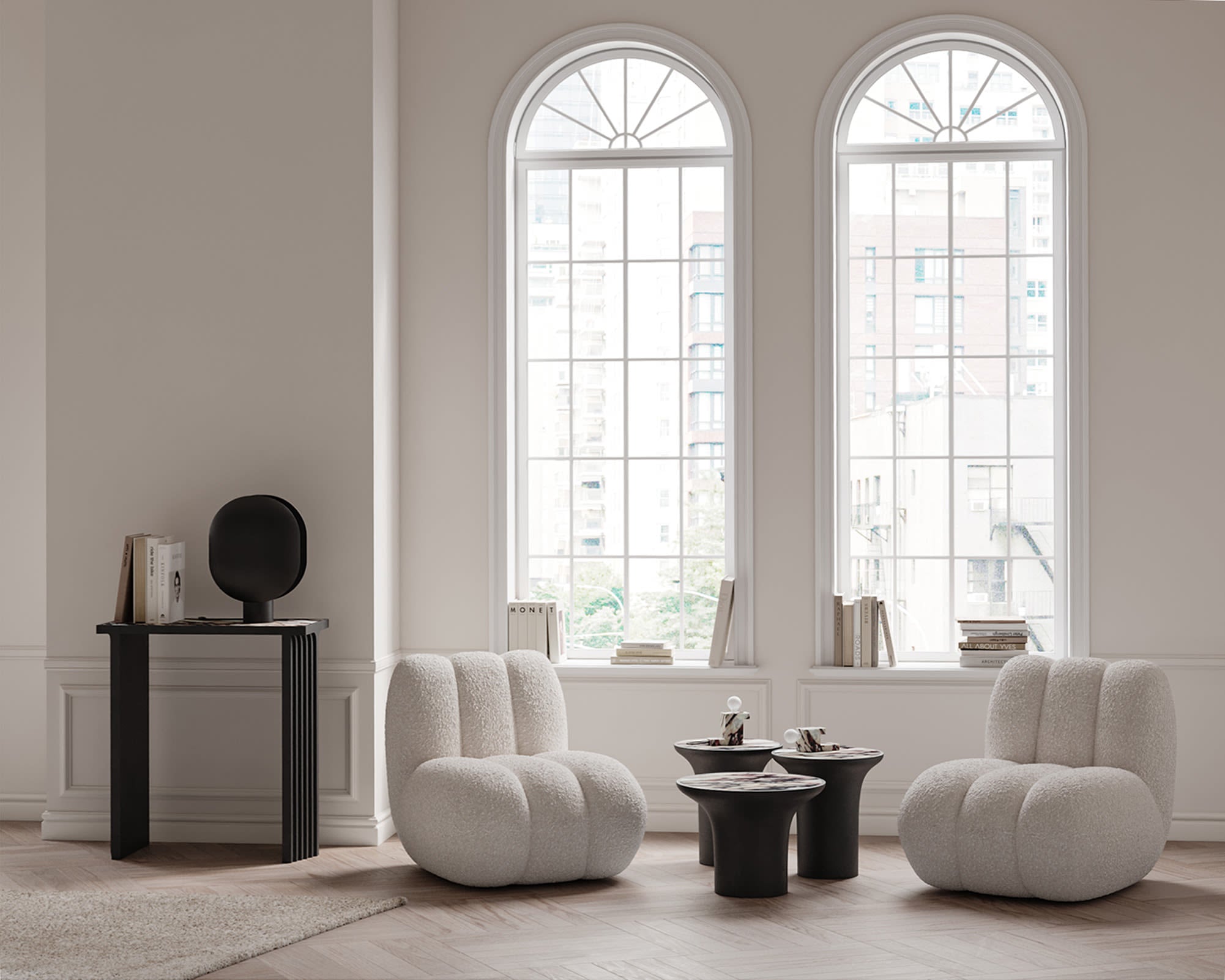 101 Copenhagen - Trumpet Table, Low - Calacatta - Coffee or Side Table