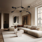 Temple Coffee Table, Low - Chrome / Limestone