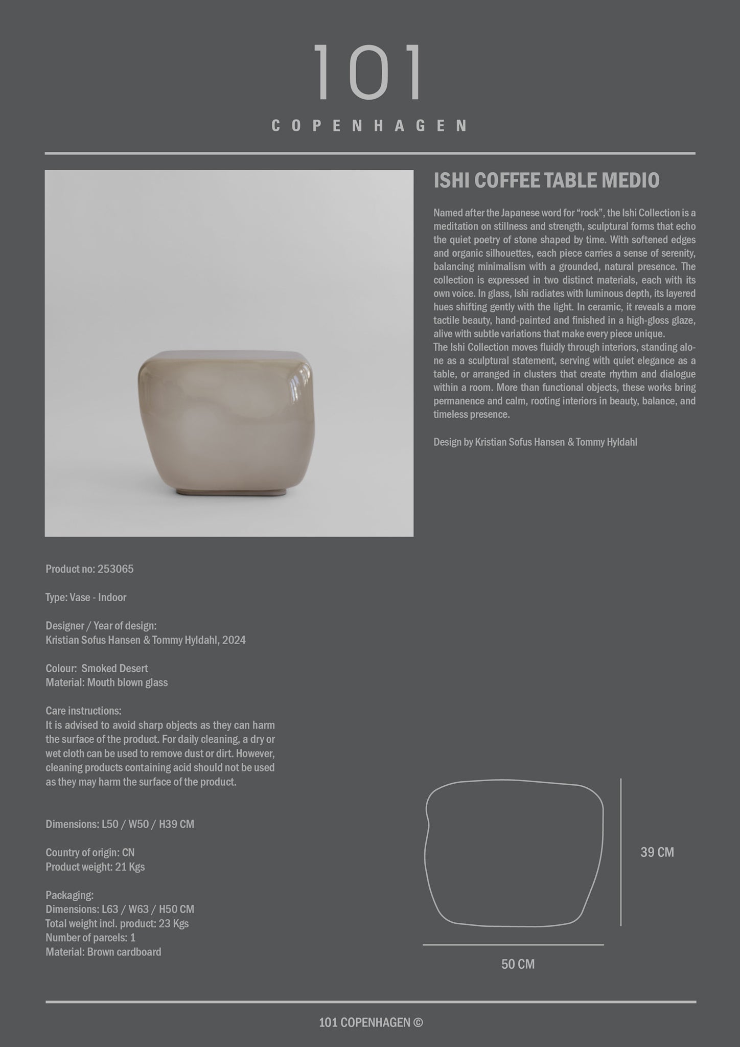 101 Copenhagen - Ishi Coffee Tables, Medio - Smoked Desert - Coffee or Side Table