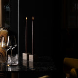 Cube Candle Holder -  Silver Travertine