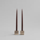 Cube Candle Holder -  Silver Travertine