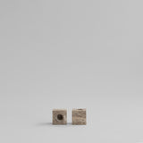 Cube Candle Holder -  Silver Travertine