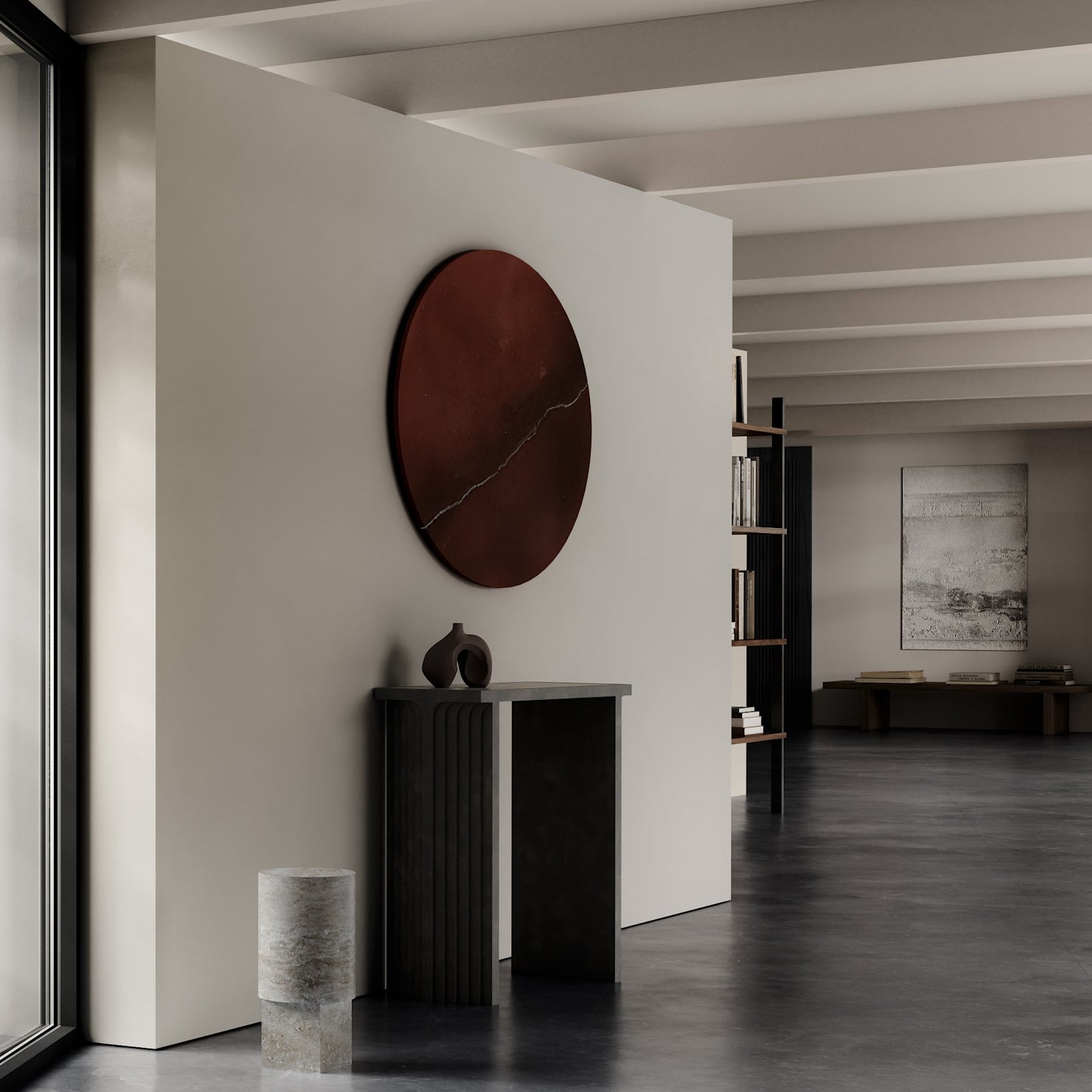 Column Table - Silver Travertine