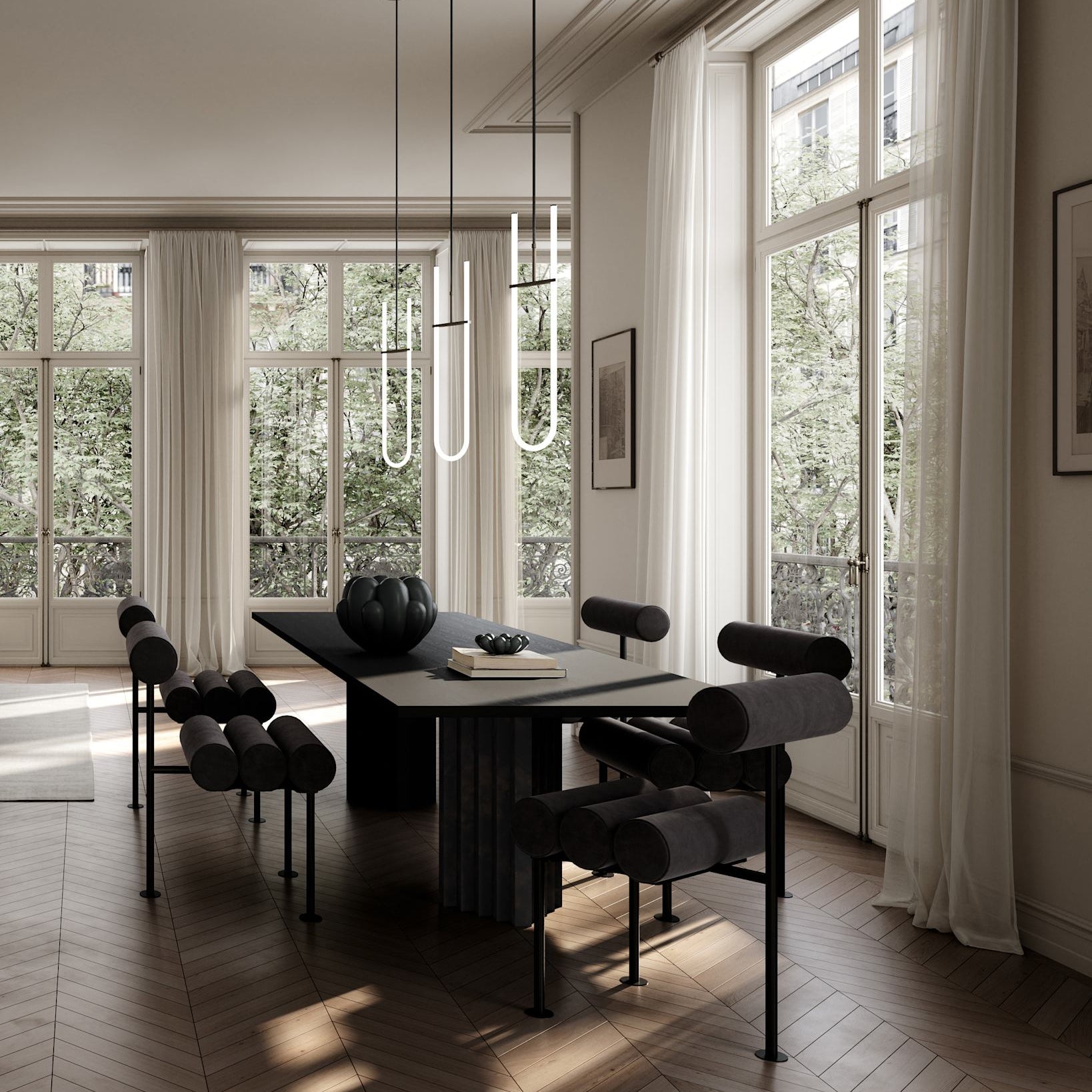 101 Copenhagen - Arc Dining Table, L250 - H35mm - Coffee Black Oak - Dining Table