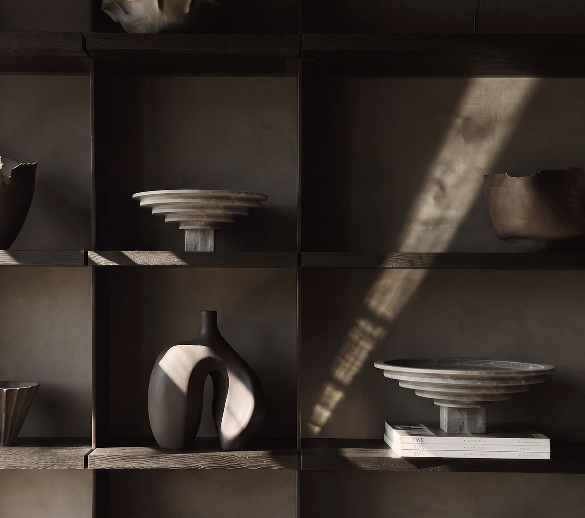 Sori Trays in Silver travertine og a shelf with other 101 Copenhagen designs