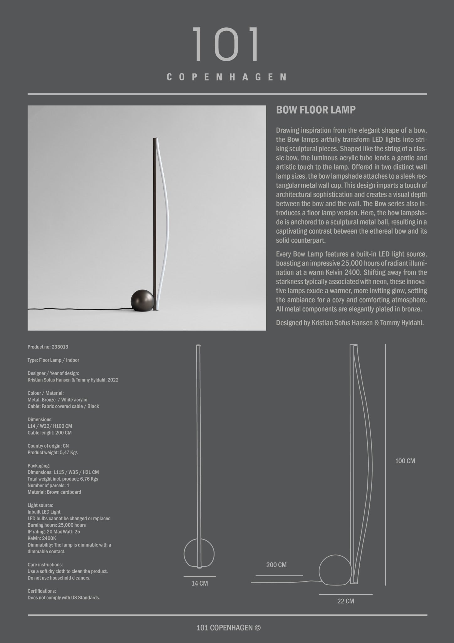 101 Copenhagen - Bow Floor Lamp - Bronze - Floor Lamp