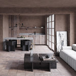 101 Copenhagen Living space with Brutus Dining chairs and coffee tables