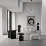 Brutus Lounge Chairs - Coffee -with Ghost chandelier, Foku Lounge chair, Baburu bowl