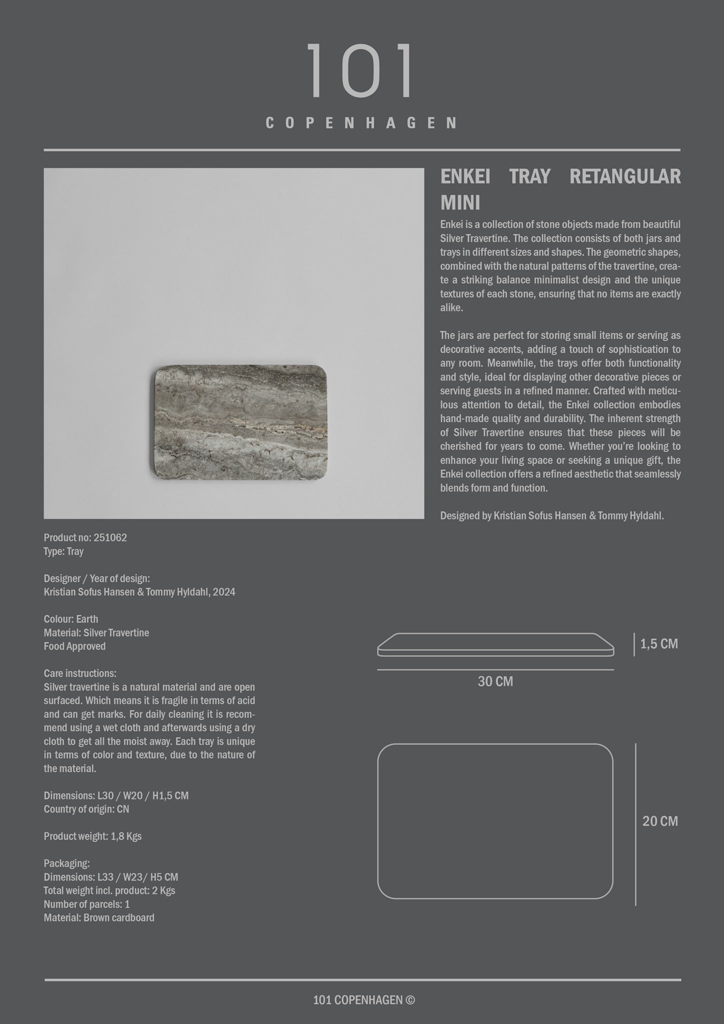 101 Copenhagen - Enkei Tray Rectangular, Mini - Earth - Tray