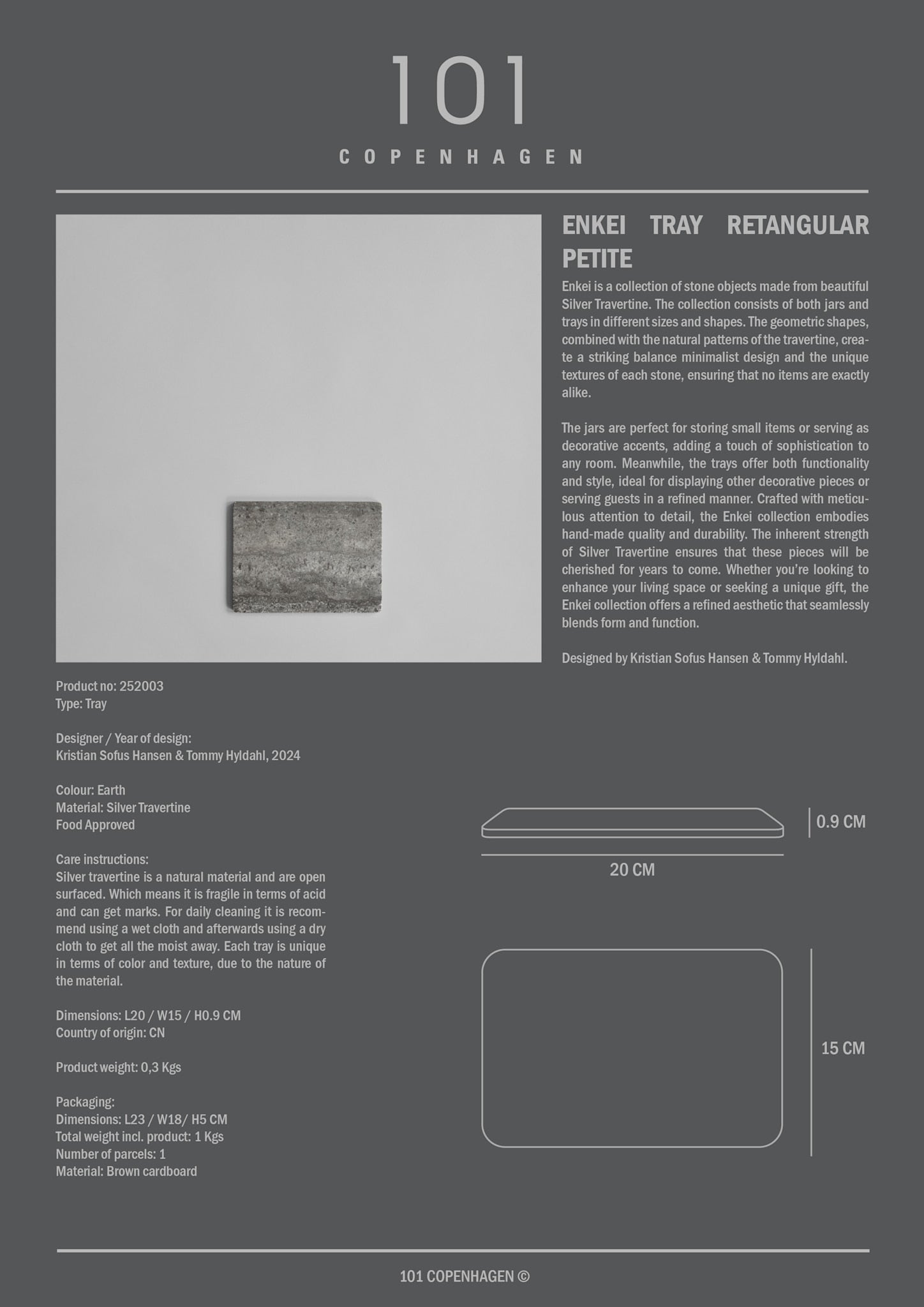 101 Copenhagen - Enkei Tray Rectangular, Petit - Earth - Tray