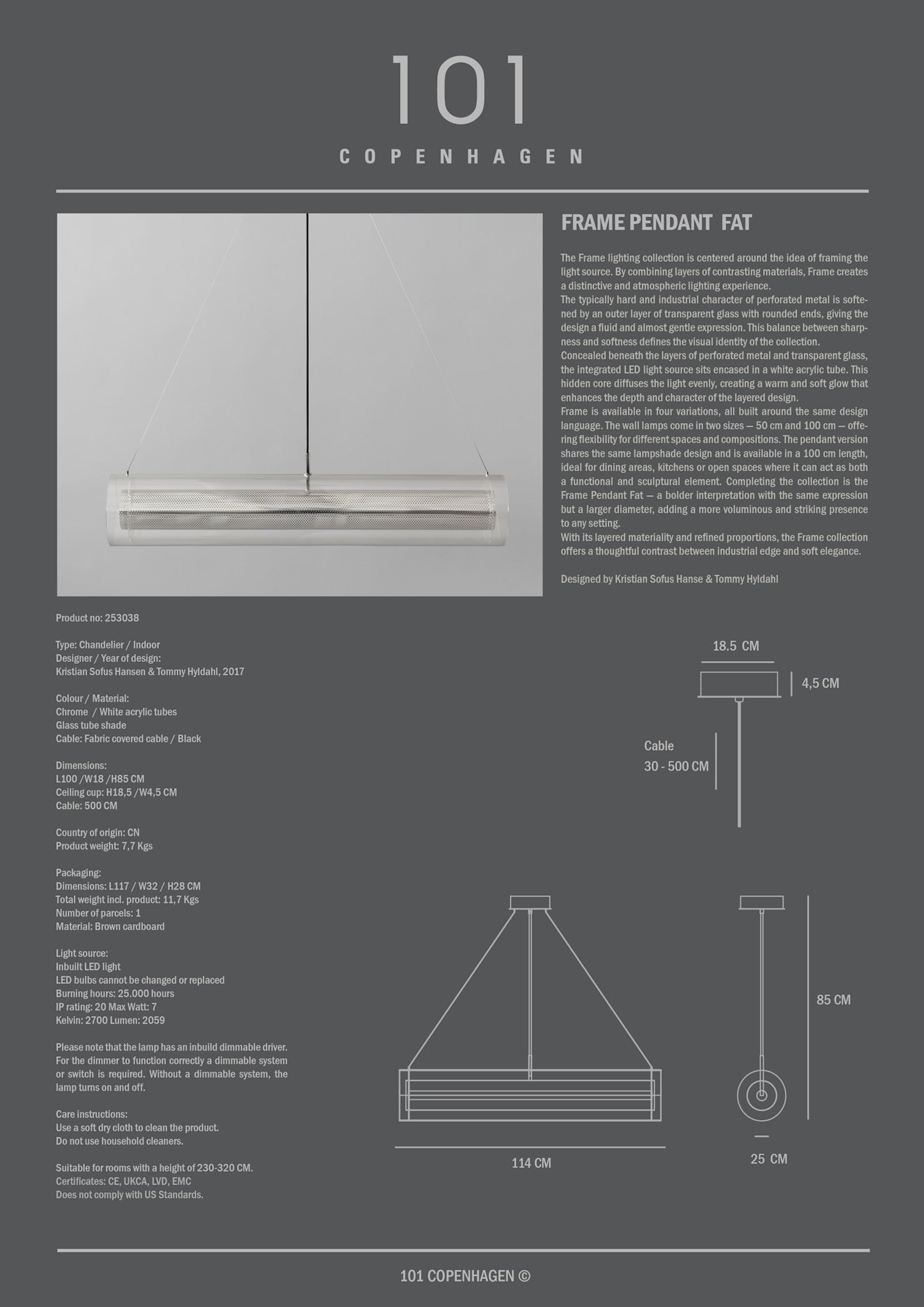 101 Copenhagen - Frame Pendant Lamp, Fat - Chrome - Pendant Lamp