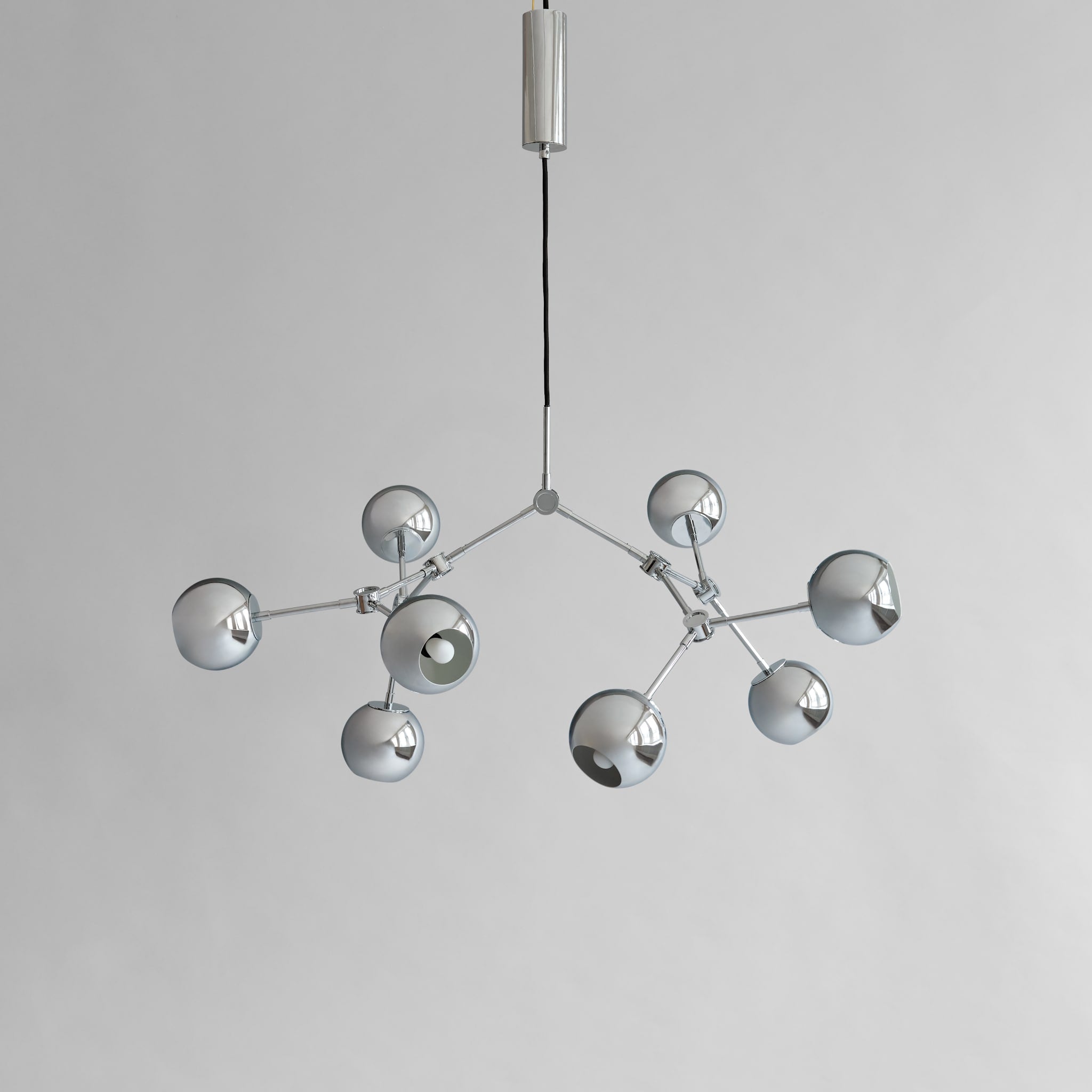 101 Copenhagen - Drop Chandelier Globe, Mini - Chrome (5m) - Chandelier