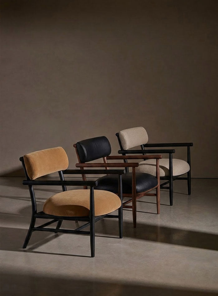 3 Nama Lounge chairs in 3 different materials