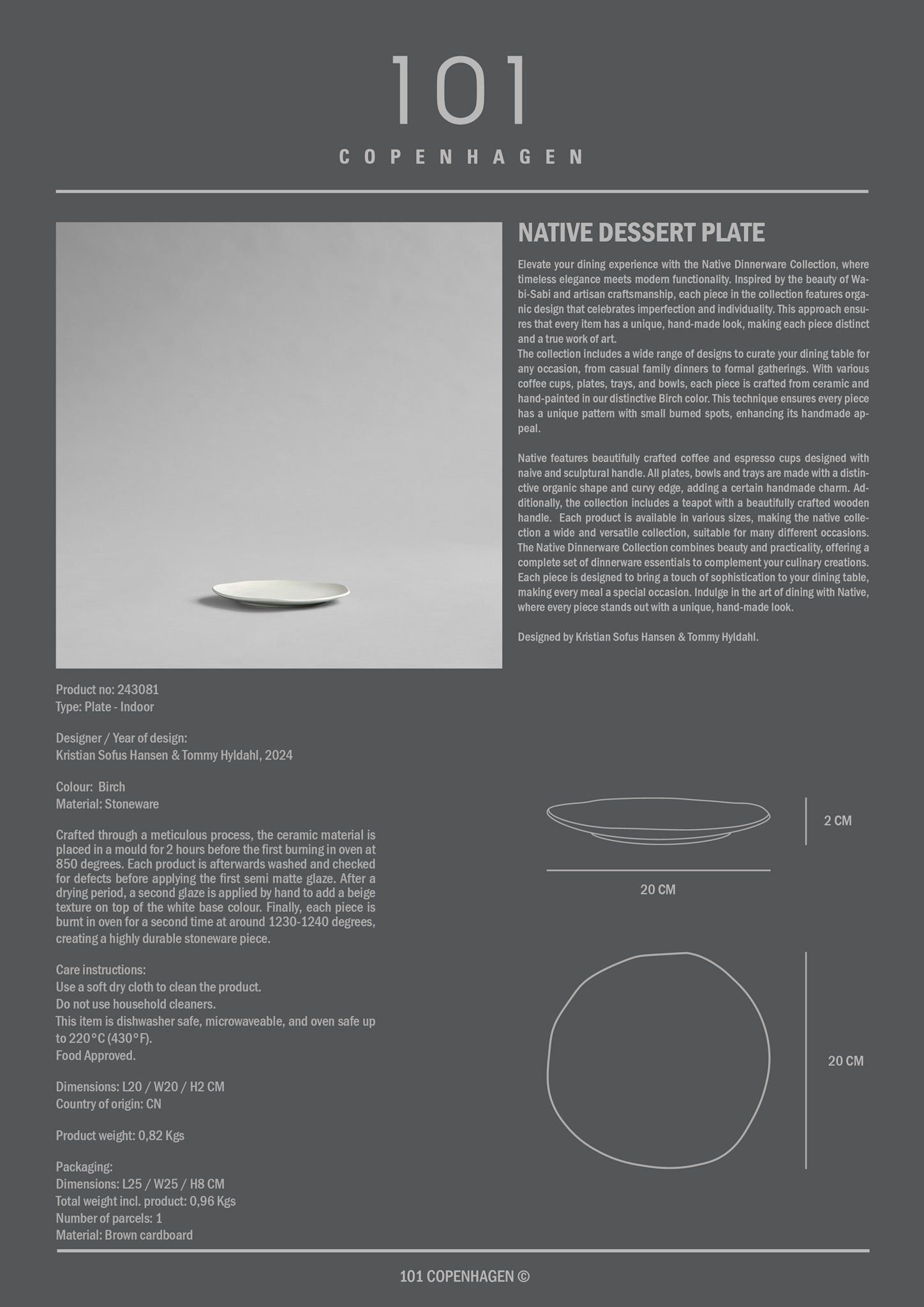 101 Copenhagen - Native Lunch/Dessert Plate - Birch - Plate