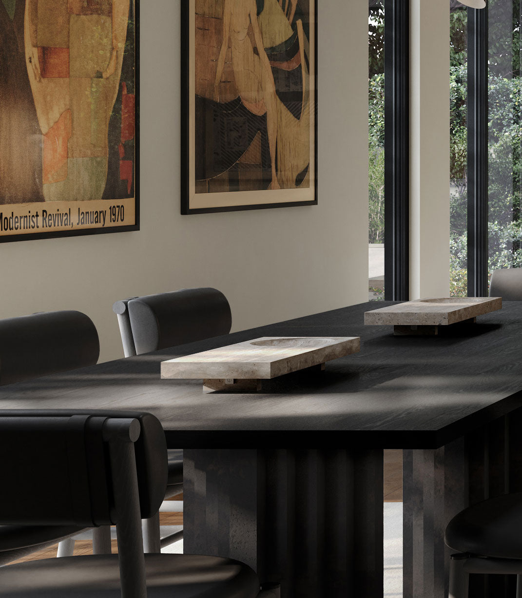 Oka Tray on an Arc dining table
