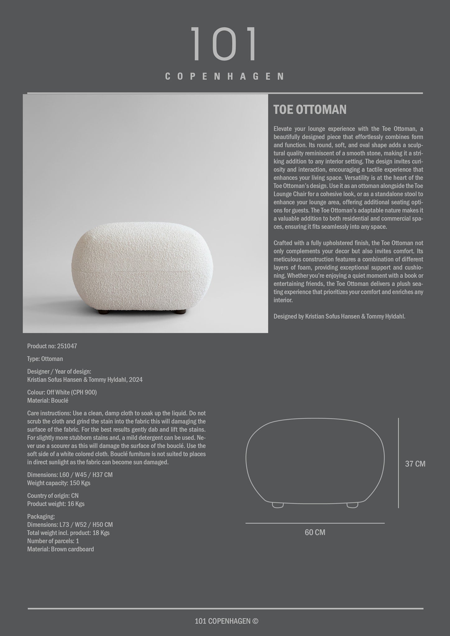 101 Copenhagen - Toe Ottoman - Off White (CPH 900) - Ottoman