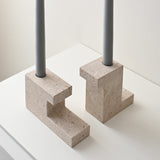 Brick Candle Holder, Tall - Limestone