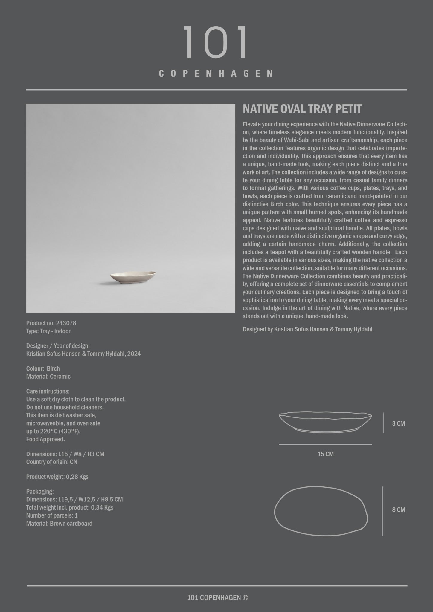 101 Copenhagen Native Oval Tray, Petit style sheet