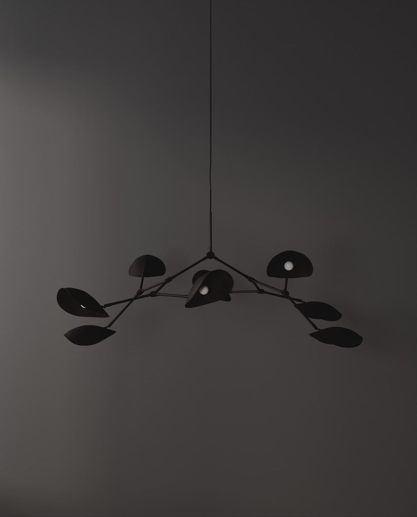 101 Copenhagen Stingray chandelier burned black turned on and off