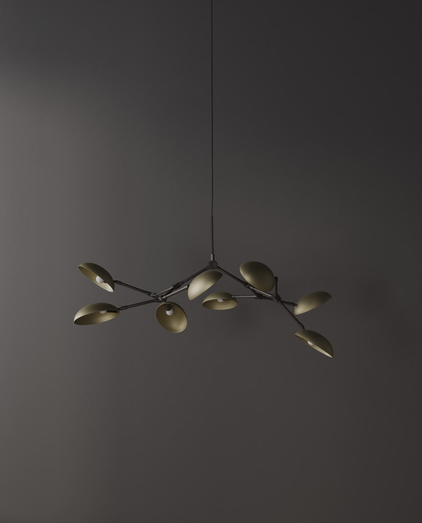 101 Copenhagen Drop Chandelier Mini - Brass turned on and off