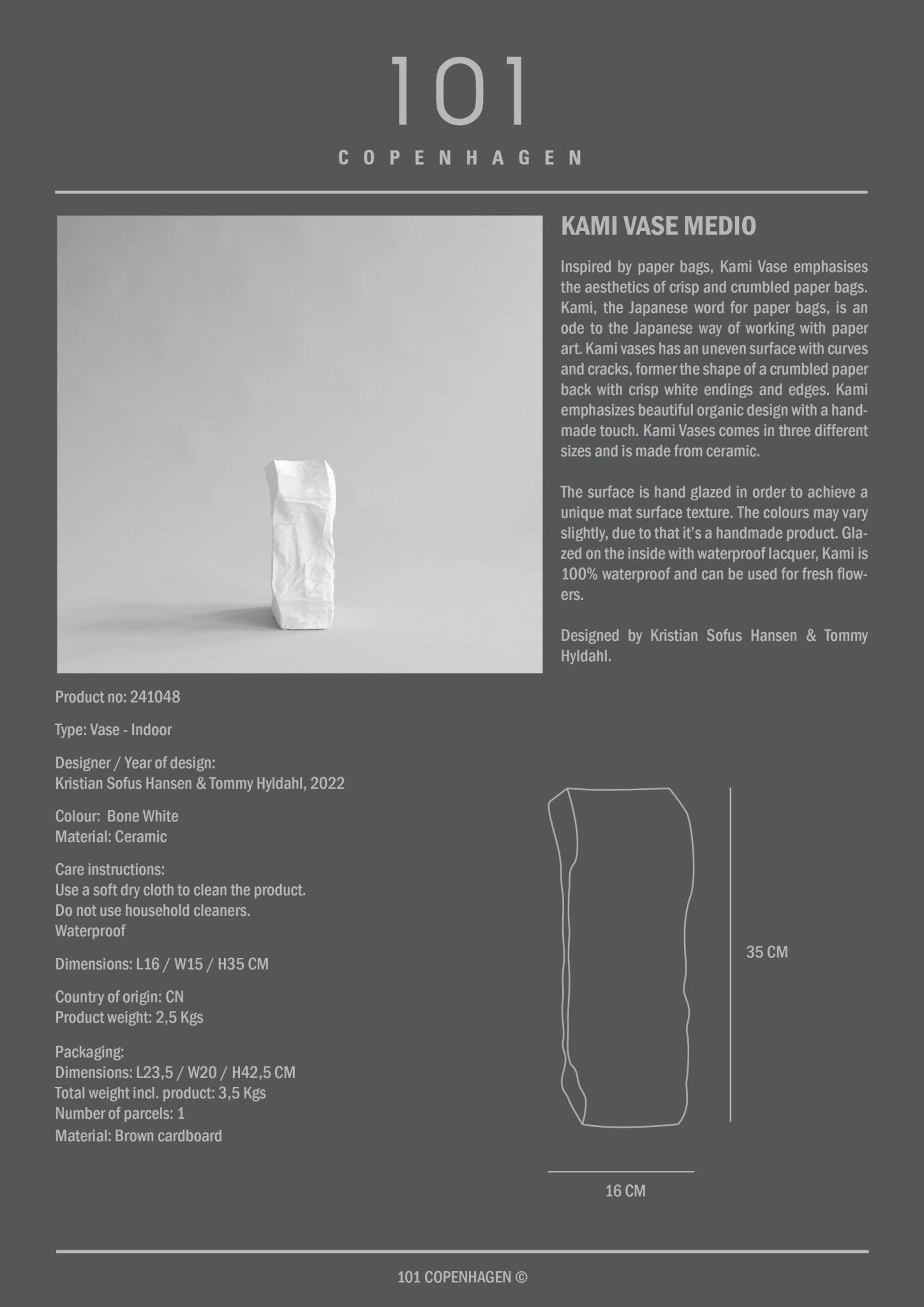 Kami Vase, Medio - Bone White - 101 Copenhagen