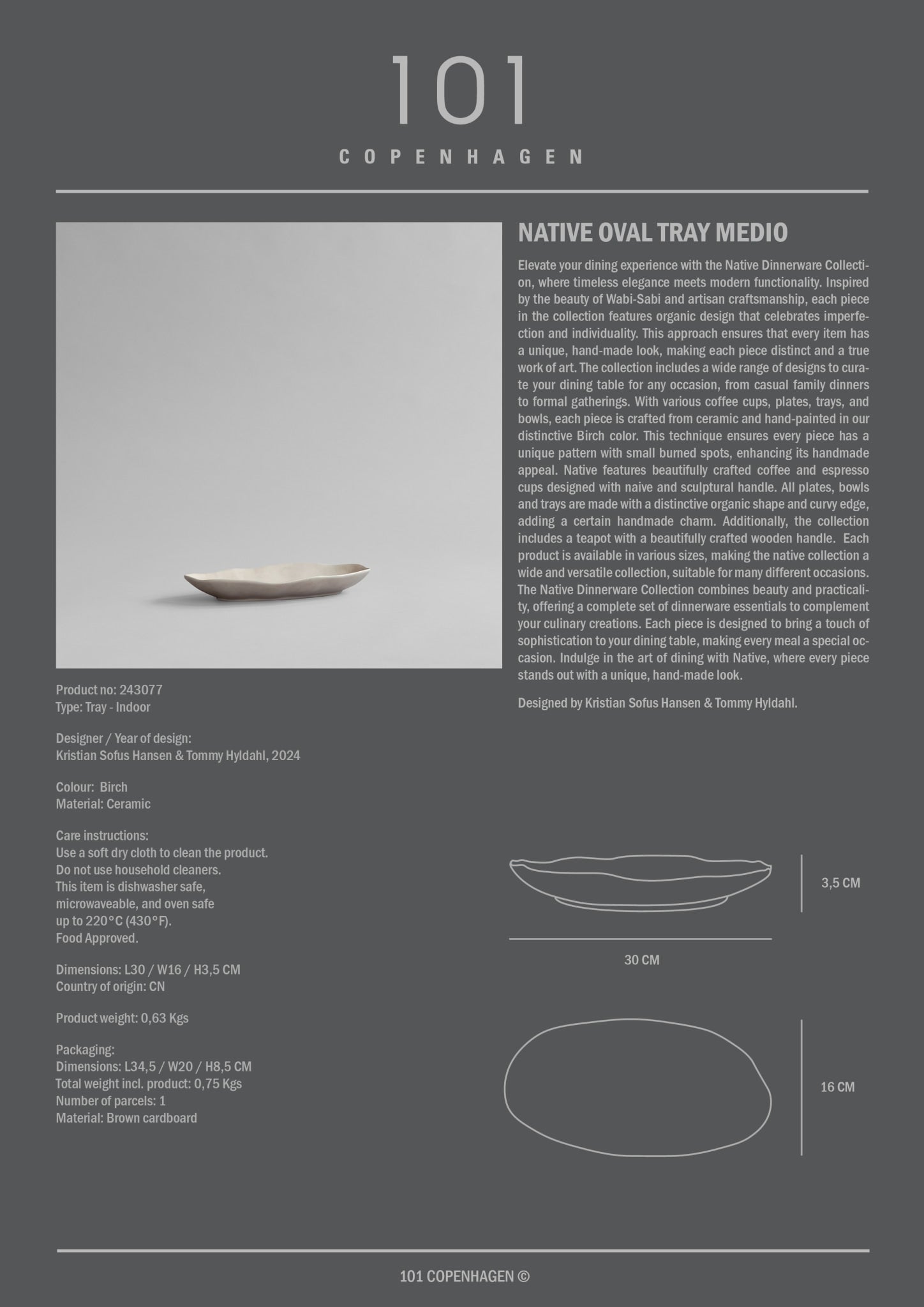 101 Copenhagen Native Oval Tray, Medio style sheet