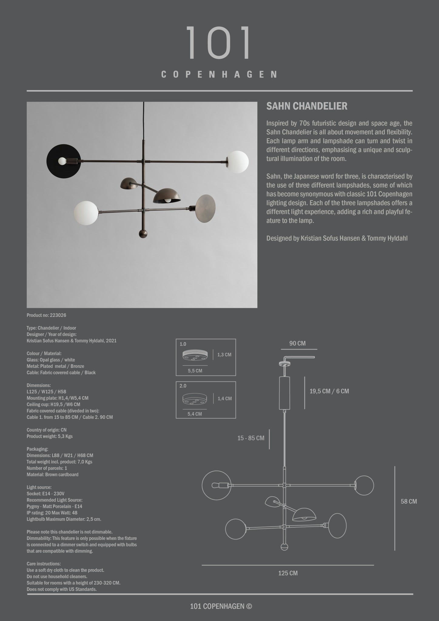 Sahn Chandelier - Bronze - 101 Copenhagen